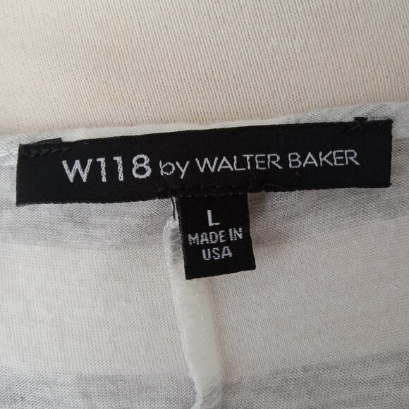 W118 by WALTER BAKER Longline Grey & White Striped Waterfall Open Cardigan L - Picture 9 of 12